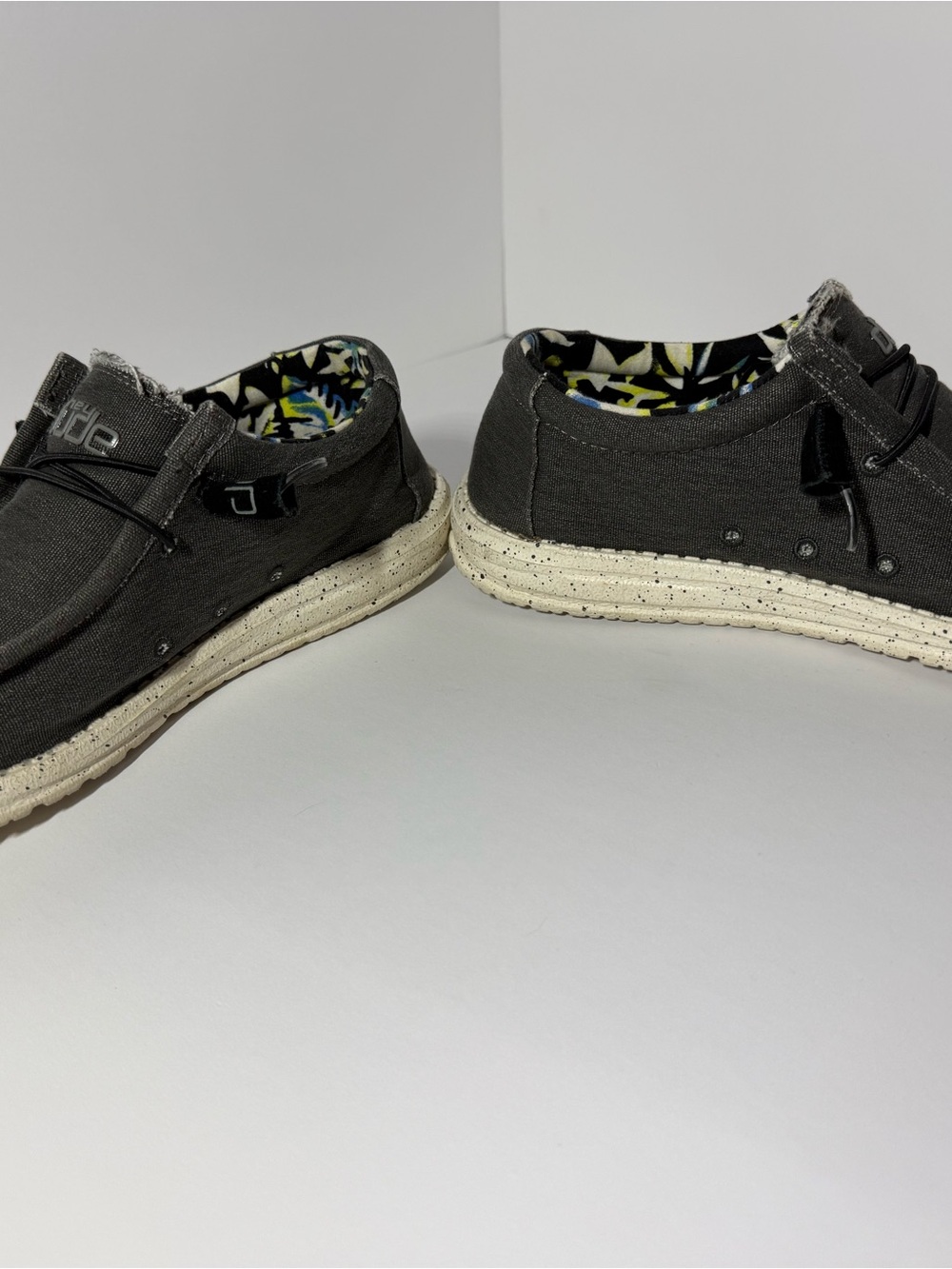 Hey Dude Mens Gray Slip-On Sneakers with Speckled Cream Sole - Picture 7 of 7